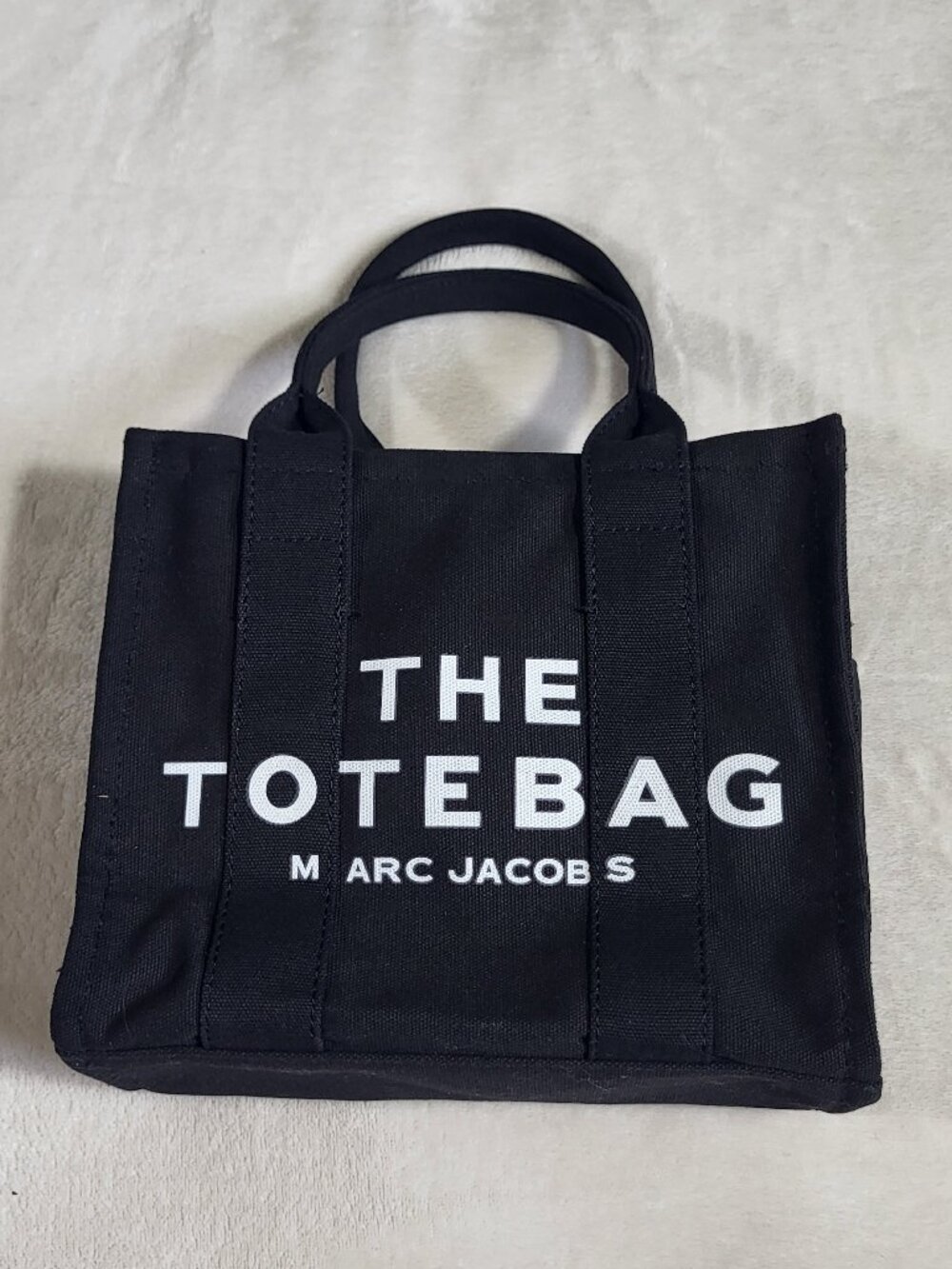 Marc Jacobs Black Canvas Tote Bag Mini with White Logo